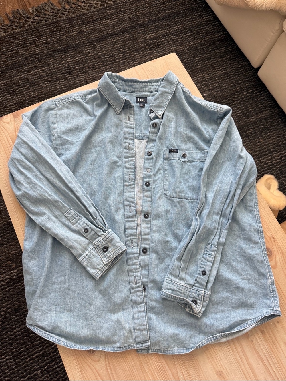 Lee Light Blue Denim Button-Front Shirt